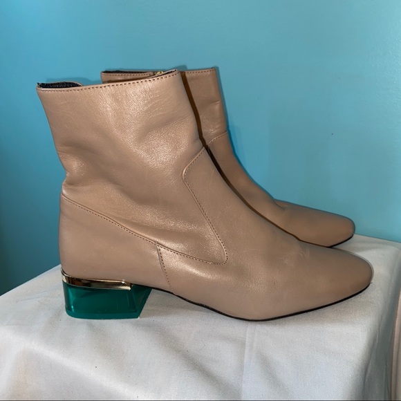 Topshop Shoes - Topshop taupe green/teal chunky heel ankle boots